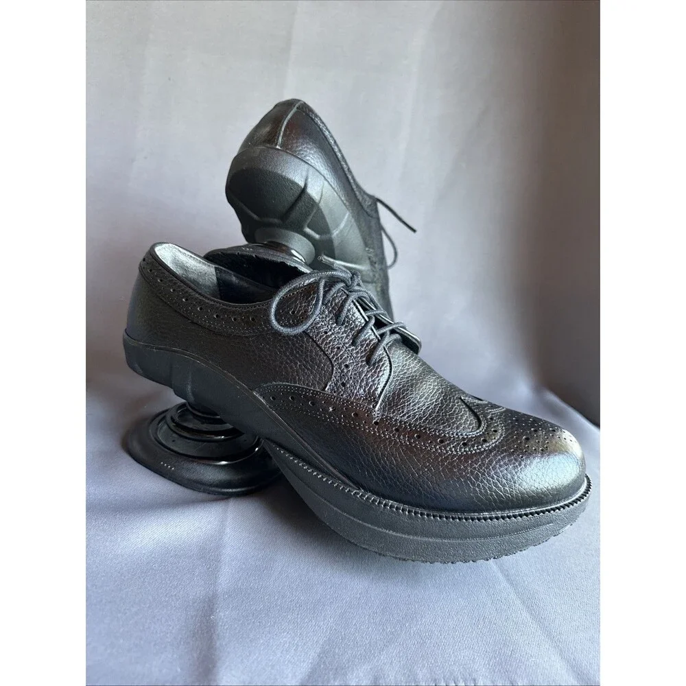 Z-Coil Black Dress Shoes Men’s 10 M Spring Back Relief Leather Lace Up